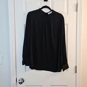 Loft plus black silky mock neck, long sleeve blouse, size 16W